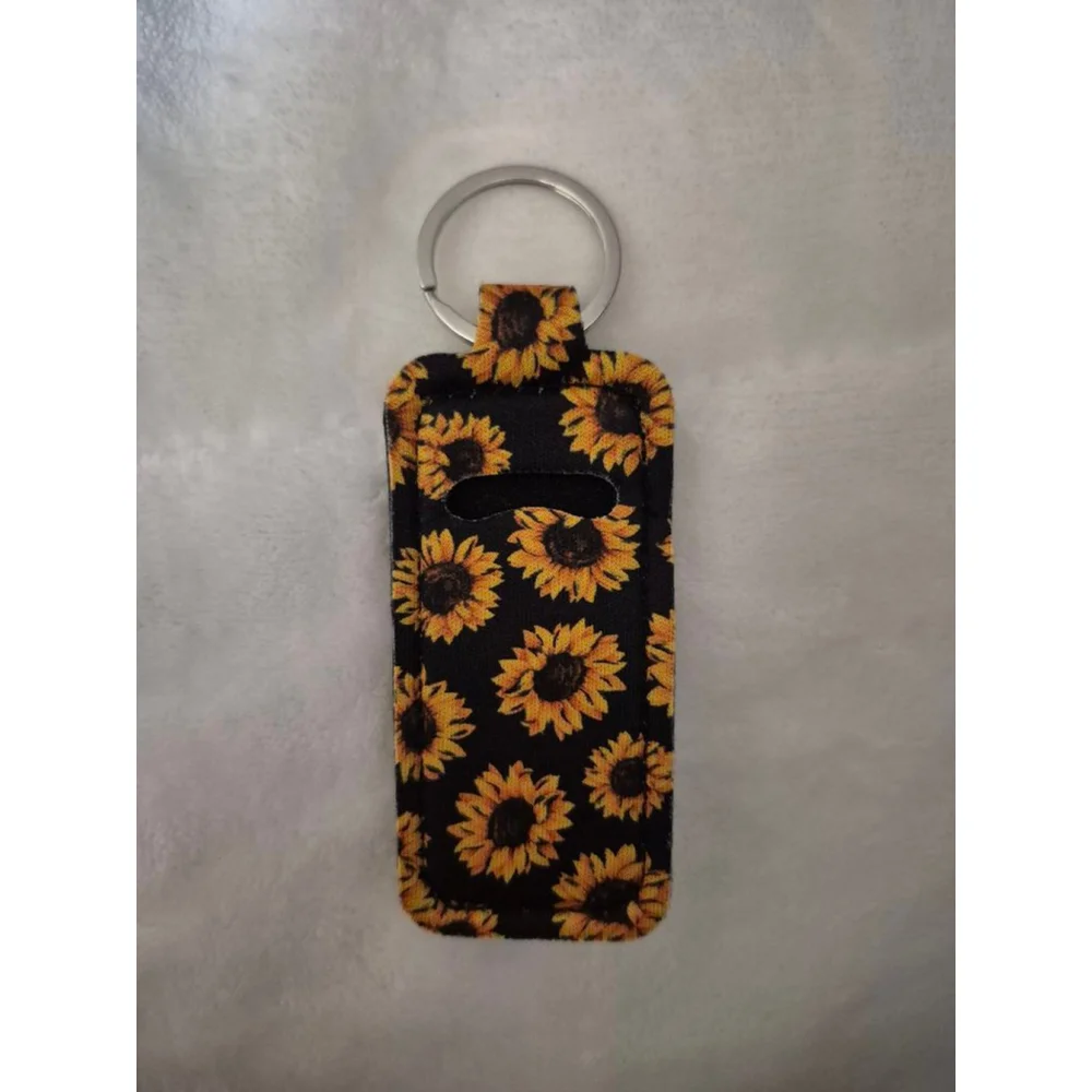 Women's Key & Lip Balm Holder One Size Black Yellow Sunflower